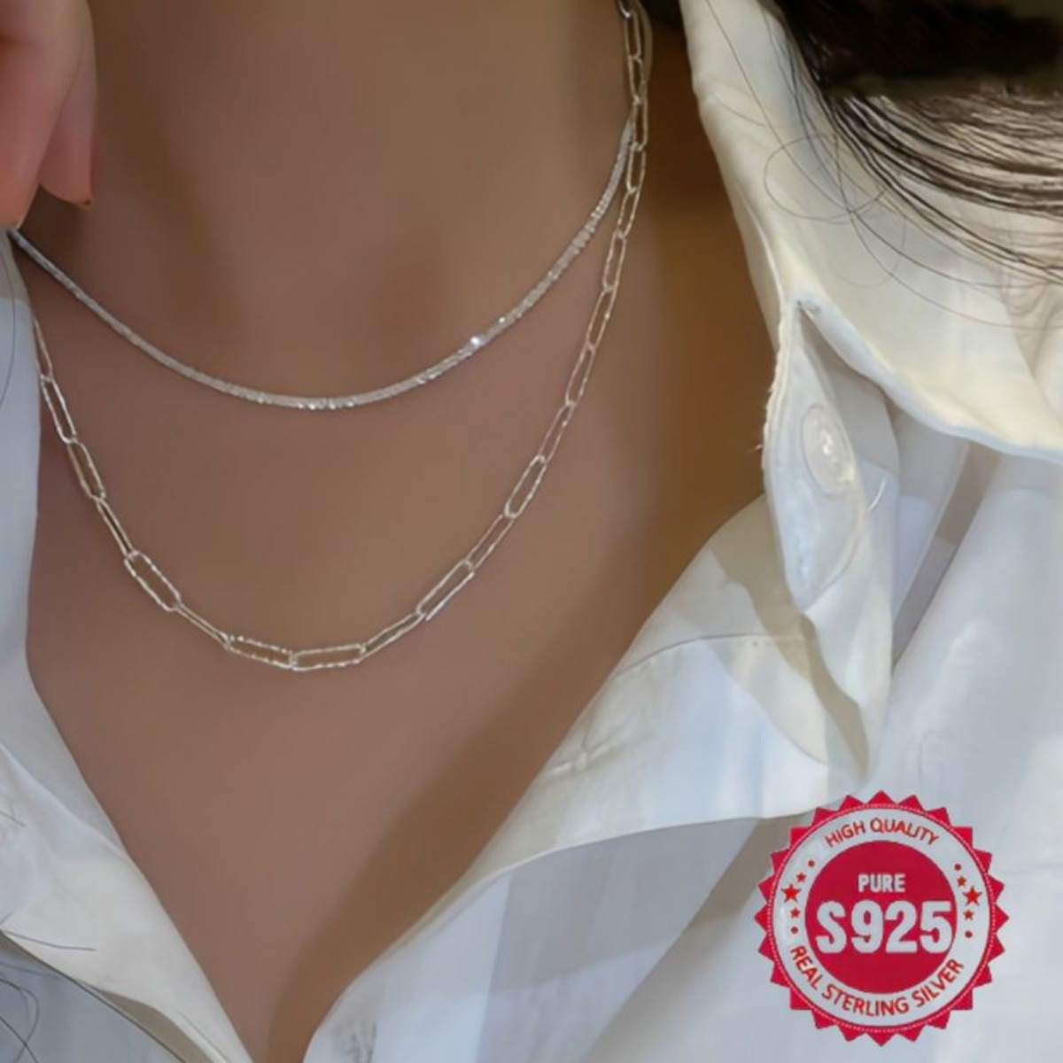 925 sterling silver gypsophila   chain necklace 18 30 adjustable clavicle chain for women and men stackable jewelry for wedding engagement 2mm couple niche details 21