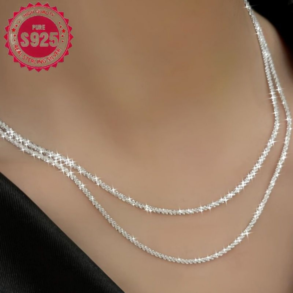 925 sterling silver gypsophila   chain necklace 18 30 adjustable clavicle chain for women and men stackable jewelry for wedding engagement 2mm couple niche details 34