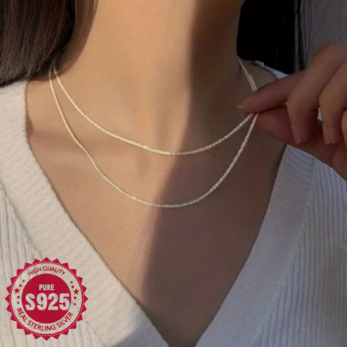 925 sterling silver gypsophila   chain necklace 18 30 adjustable clavicle chain for women and men stackable jewelry for wedding engagement 2mm couple niche details 37