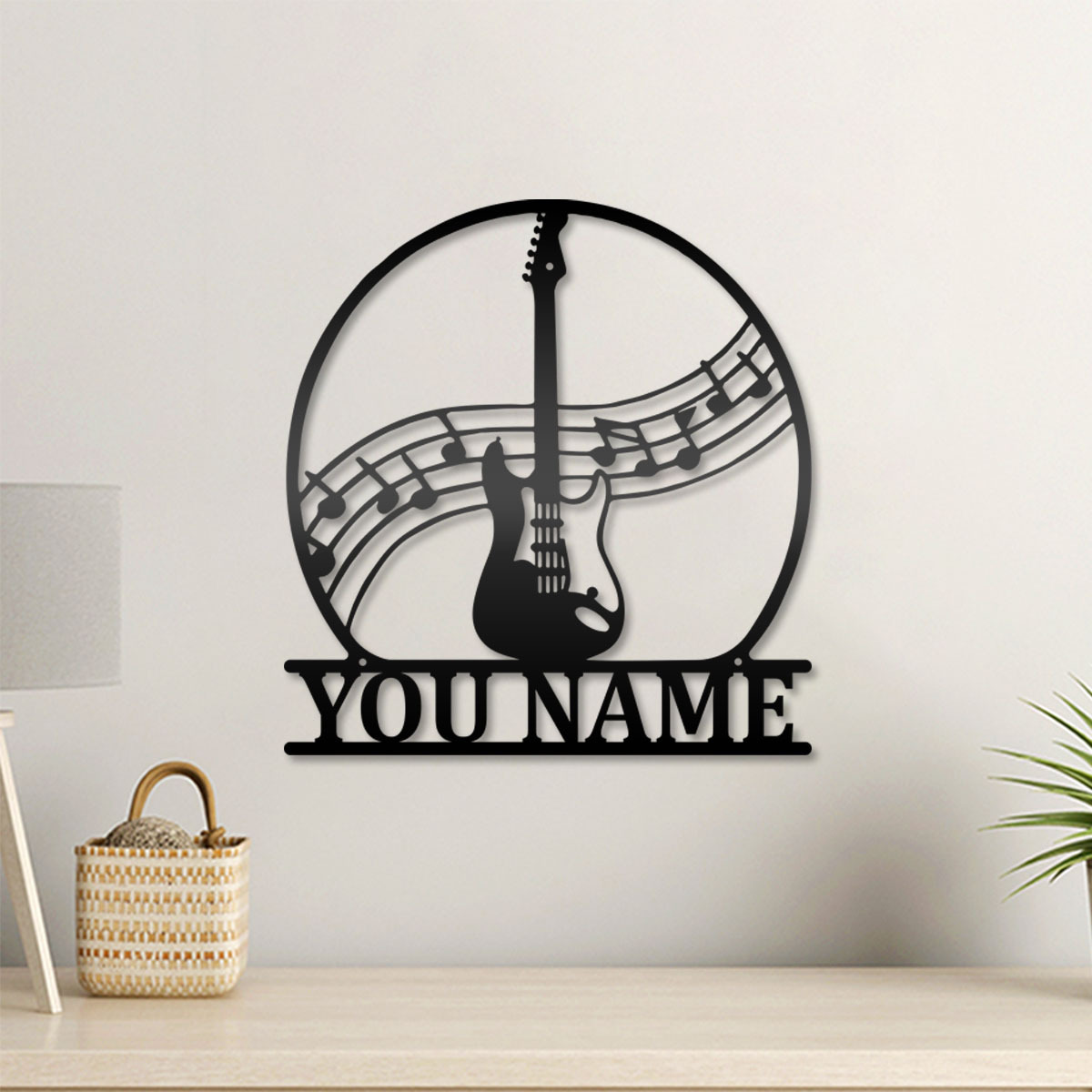 

1pc Metal Sign Custom Electric Guitar V2 Metal , Personalized Guitar Music Name Sign Decoration For Home, Instruments Decor