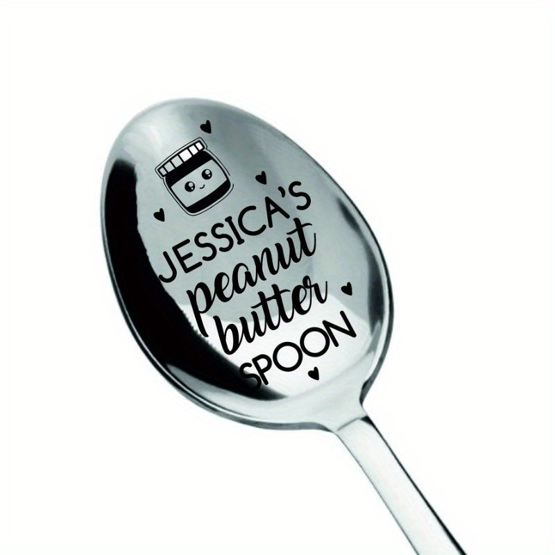TEMU Name Peanut Butter Spoon, Personalized Ice Cream Shovel Engraved Name Cutlery Custom Gift For Her Him Mom Dad Boyfriend