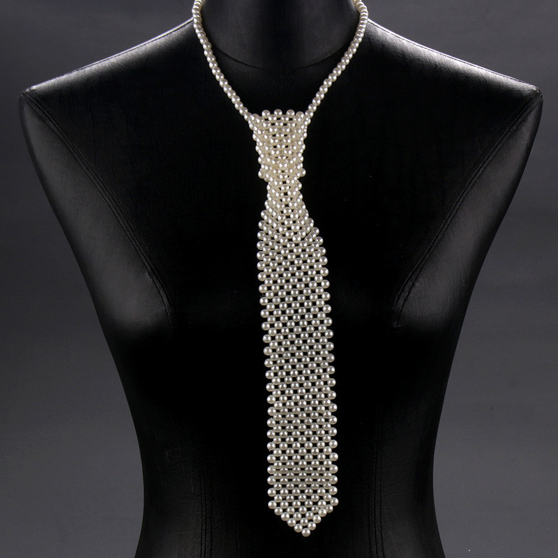 

Elegant Handmade Beaded Pearl Tie - Style, Resin With Pearls For Fashion- Accessory