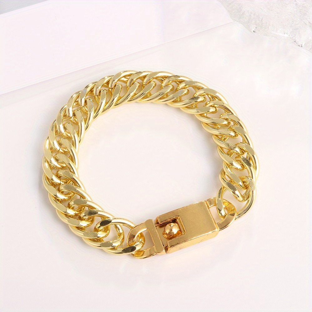 Joyería de Moda Nueva para Hombres: Pulsera Doble Tejida con Baño de Oro al Vacío, Estilo Grueso y Colores Hip-Hop