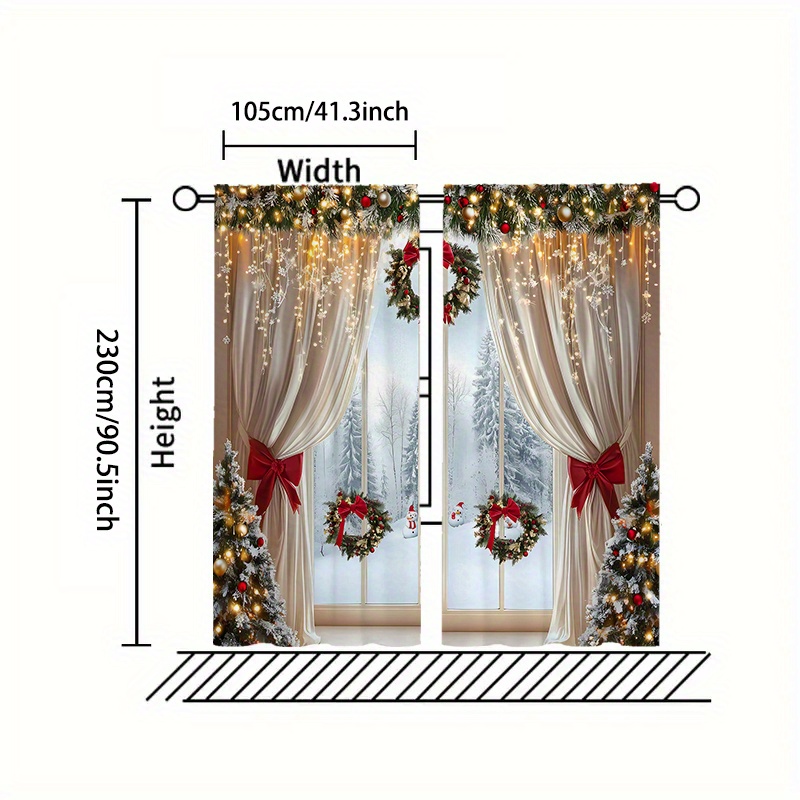 2pcs 2pcs luxury european style christmas curtains with golden   design translucent easy to hang pole opening suitable for living rooms bedrooms offices   decoration details 9