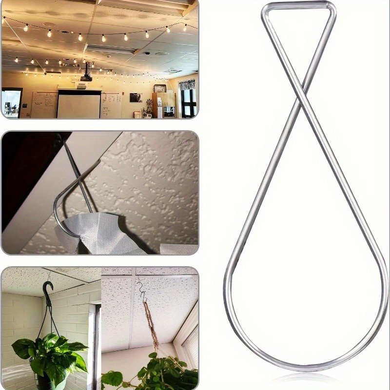 

20pcs Polished Steel Ceiling Hooks - Automatic Rebound 8-shaped Office Classroom Home Wedding Decoration Tile Ceiling Hooks