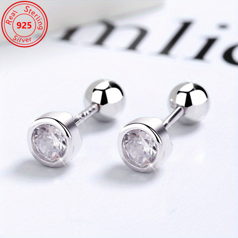 

2 925 Sterling Silver Round Stud Earrings With Threaded Pins - Hypoallergenic - Wear With Thanksgiving Christmas Holiday Gift Gifts