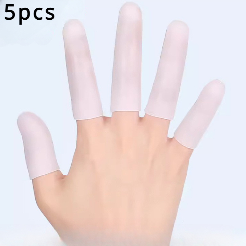 

5pcs Silicone Finger Cots - Waterproof Finger Tip Protectors, Flexible Finger Covers For Protection And