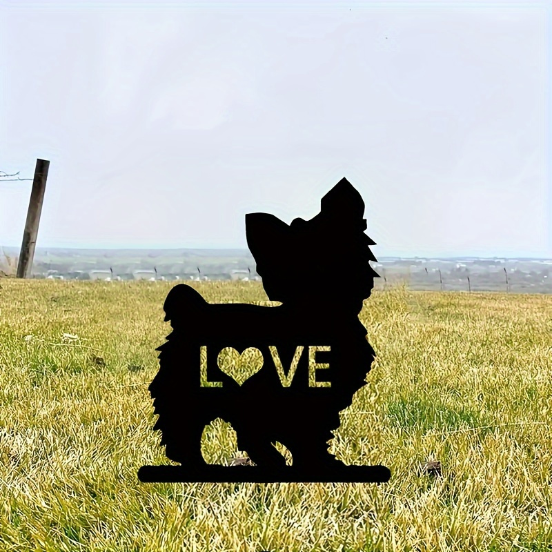 elegant   personalized dog breed metal silhouette garden stake   black iron outdoor   plaque for lawn home decor details 3