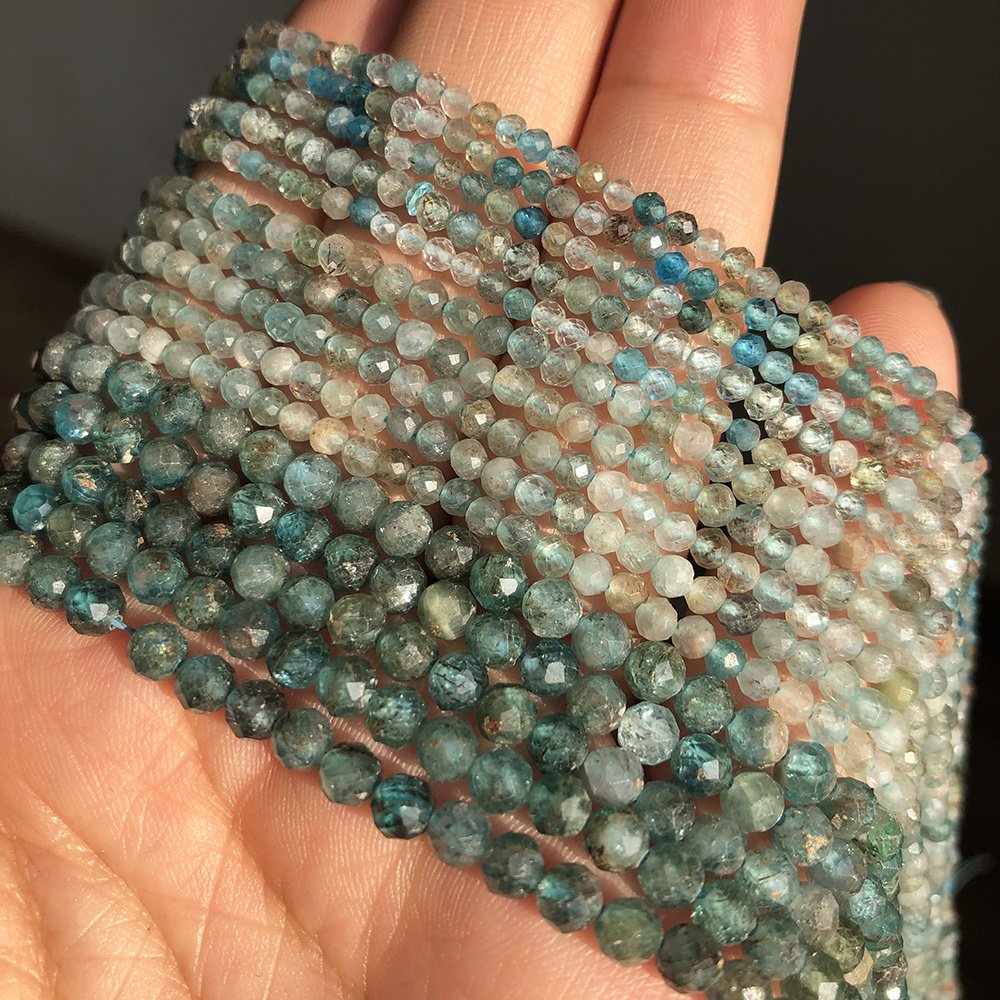 TEMU 2/3/4mm Natural Blue Apatite Stone Beads, Natural Spacer Beads For Handmade Jewelry Making, Diy Bracelet And Earring Accessory Materials,