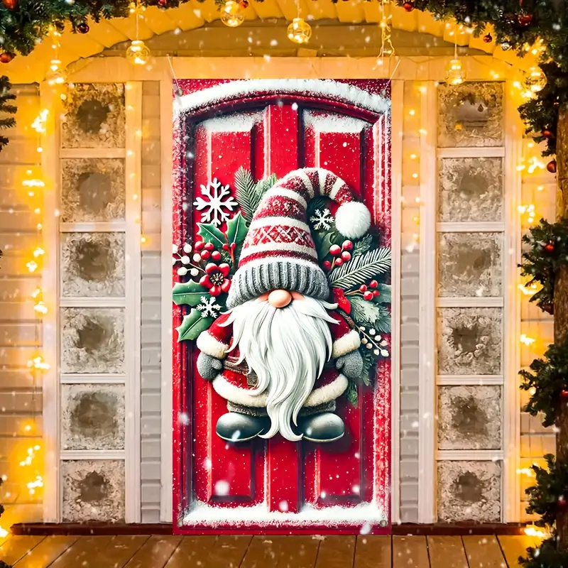 

1pc Christmas - " X 35.4" Santa Frame Decoration, Entrance Dwarf Wreath Backdrop, No Needed, Battery-free, Use