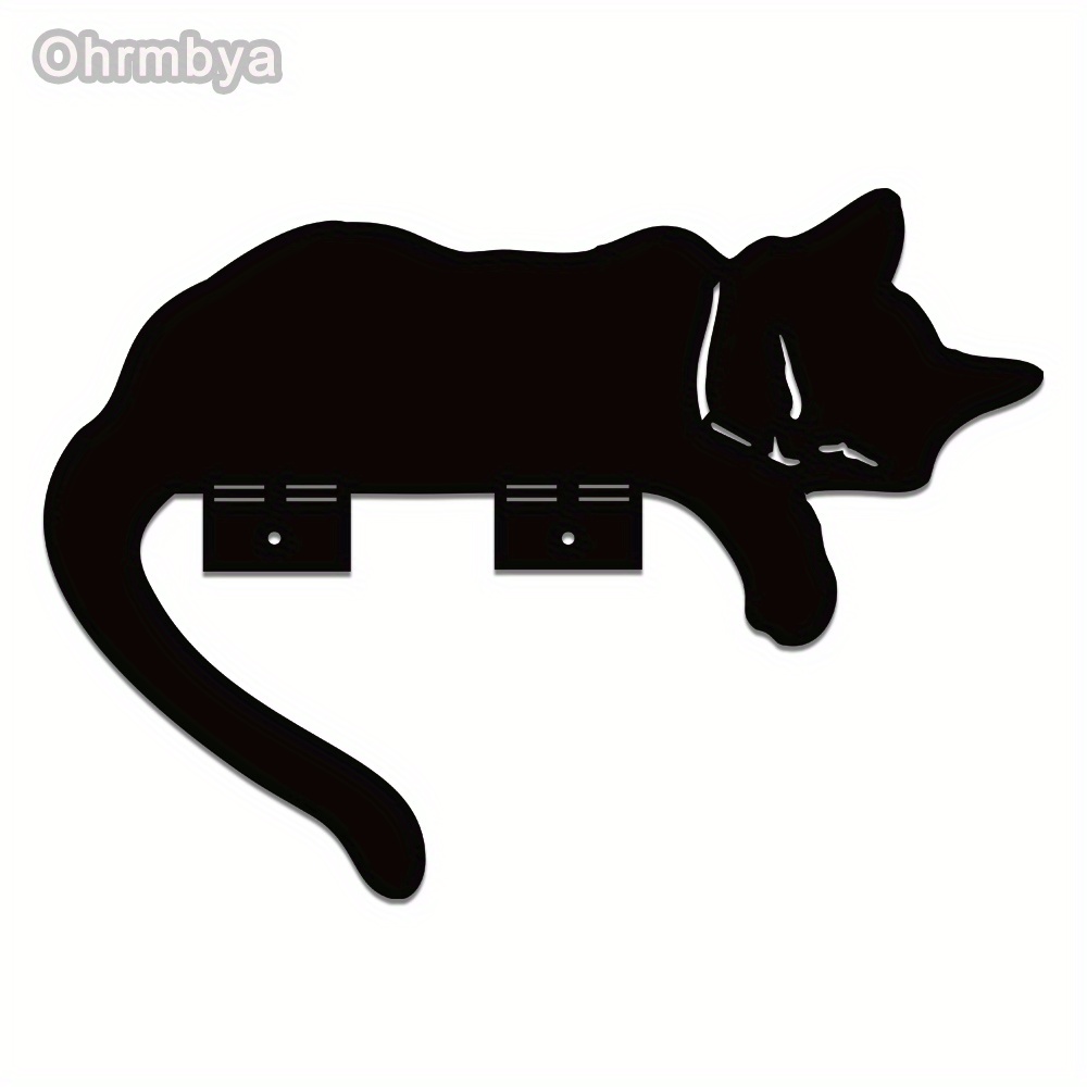 Black Metal Art Cat Silhouette Garden Fence Decor - Rusted Metal Feline Art - Exterior Yard Ornament