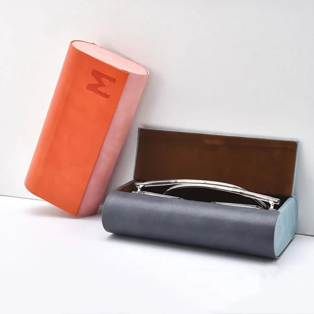 fashionable double layer glasses case     leather portable fashionable glasses case suitable for   of glasses scratch resistant blue or orange details 1