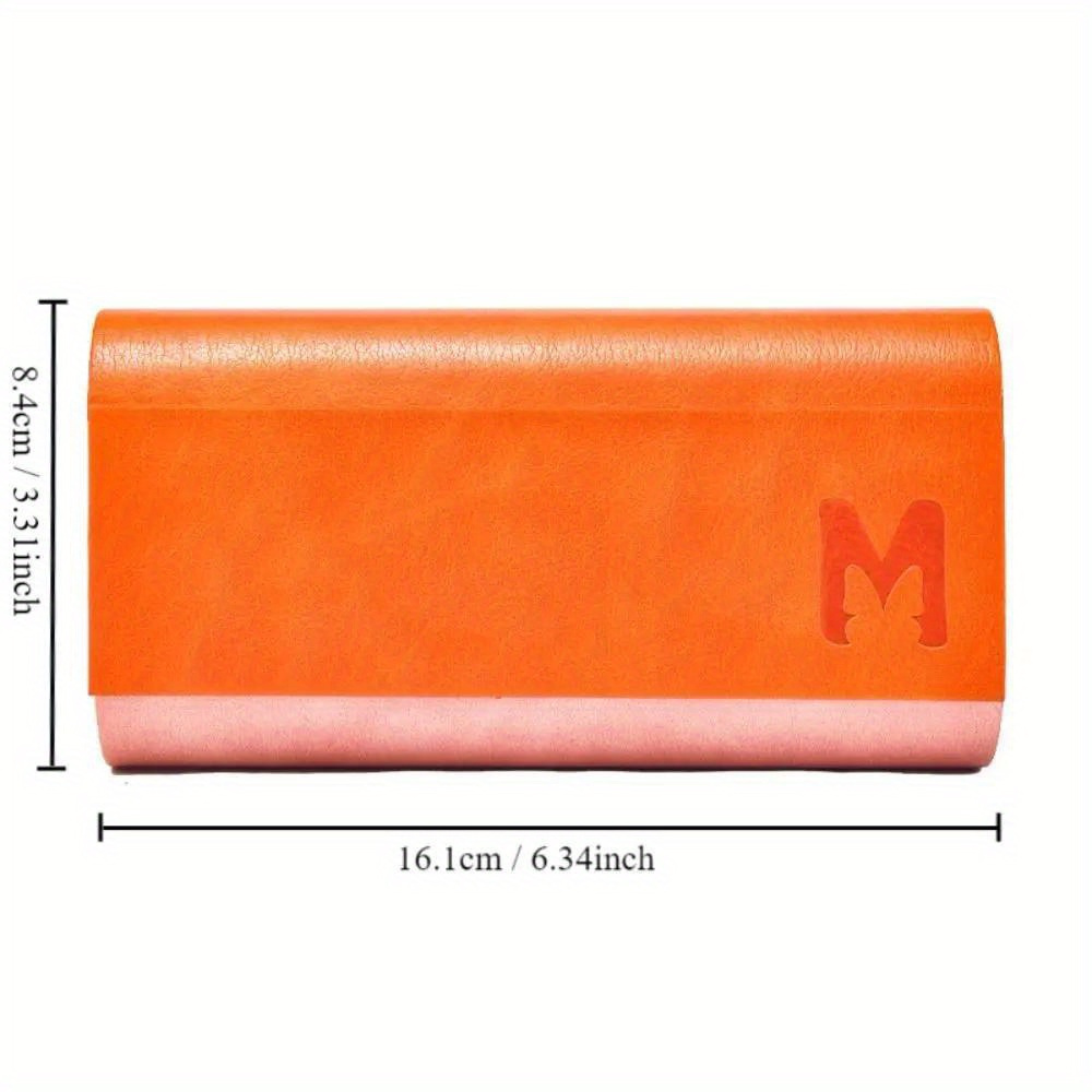 fashionable double layer glasses case     leather portable fashionable glasses case suitable for   of glasses scratch resistant blue or orange details 2