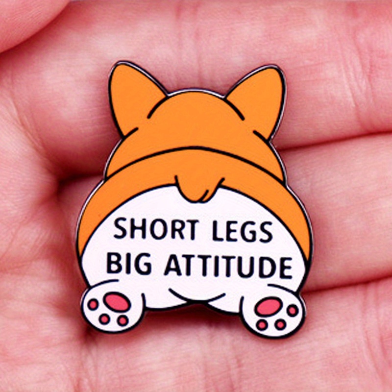 

short Legs Big Attitude" Brooch, Humor Enamel Pin, Vintage Style, Women' Accessory, , , No Plating, Alloy Material