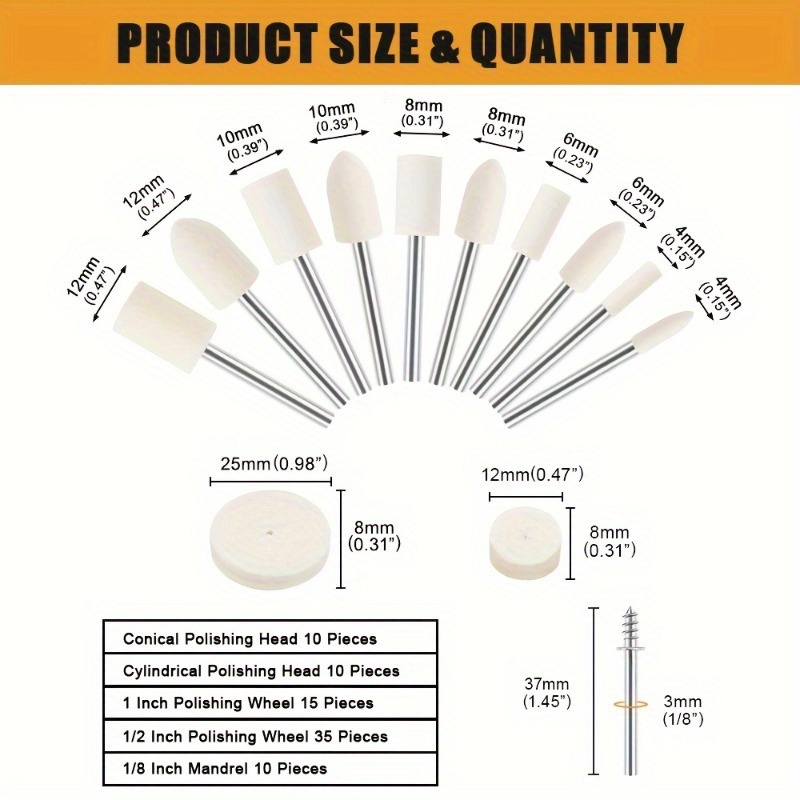 

80pcs Premium Polishing Buffing Wheel Kit - High-quality Synthetic Resin For Grinding, Repair, And Finishing - Compatible With Angle Grinders, " Shank, Ideal For Metal, Wood, And Plastic