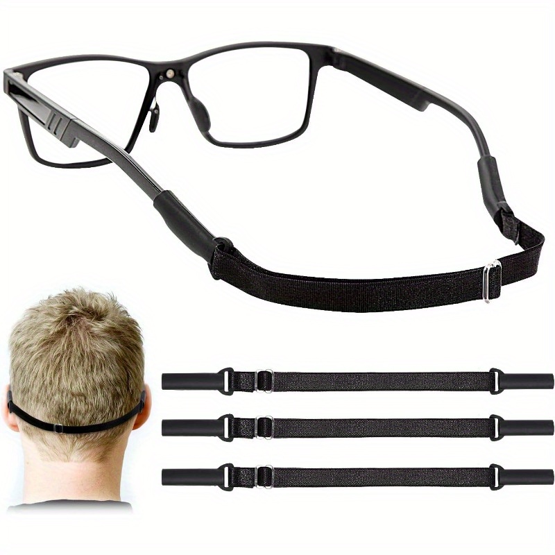 

3pcs Adjustable Eyewear Straps, No-tail Fit Glasses Retainers, Polyester, Black (7.5-13.5 Inch) - & Stylish For