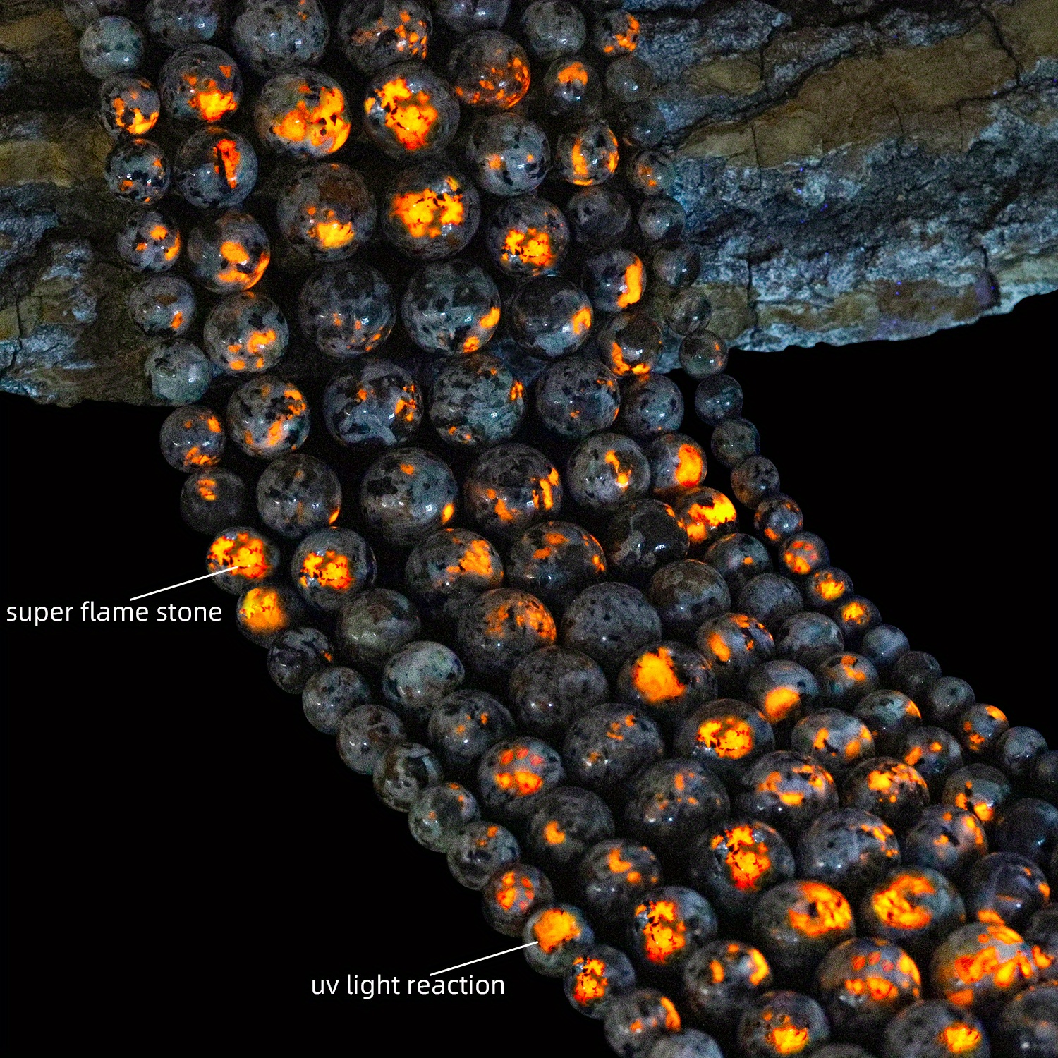 natural flame stone beads new yooperlite   loose spacer glowing fire stone for jewelry making diy bracelet 6 8 10 12mm unique bead crafting material glowing stone beads natural stone texture stone jewelry 0