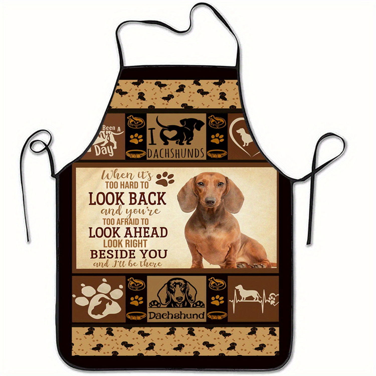 

Dachshund Dog Print Sleeveless Polyester Apron For Cooking, Baking & Kitchen Use - Home Workwear