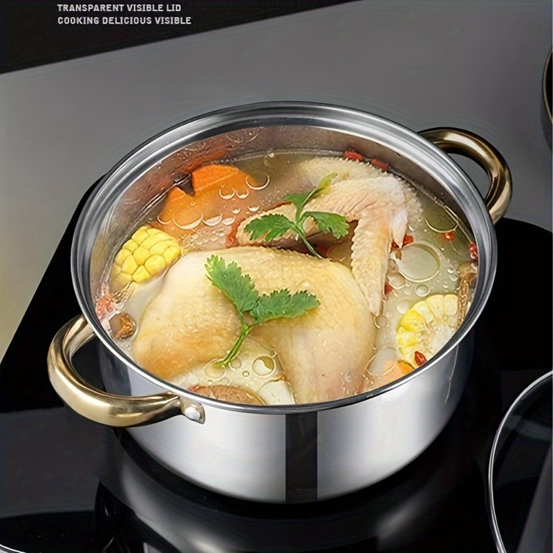 TEIDEA Cooking Set Pot Soup Cooking Stock Stainless Steel Stew C 並行輸入品 4pcs, Stainless Steel Cooking Pot Set, Sauce Pan, Soup Pot, Casserole,  Steamer Pot, Beige White&frasl;Pink&frasl;Green * Works With Induction&frasl;Electric And Gas