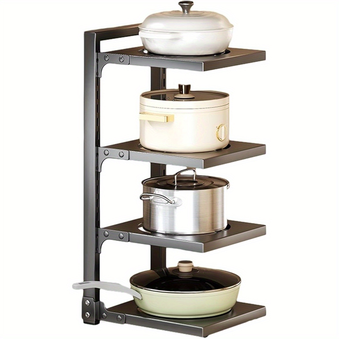 TEMU A Buckle-style Adjustable Carbon Steel Storage Rack, Sink Storage Rack, Wok, Iron Pot, Tableware Storage, Kitchen Storage , Black Up To Available