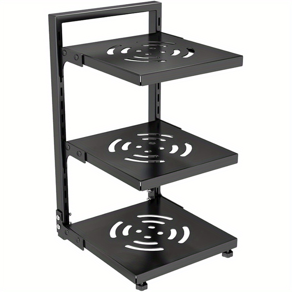 TEMU A Buckle-style Adjustable Carbon Rack, Sink Storage Rack, Wok, Iron Pot, Tableware Storage, Kitchen , Black Up To Available