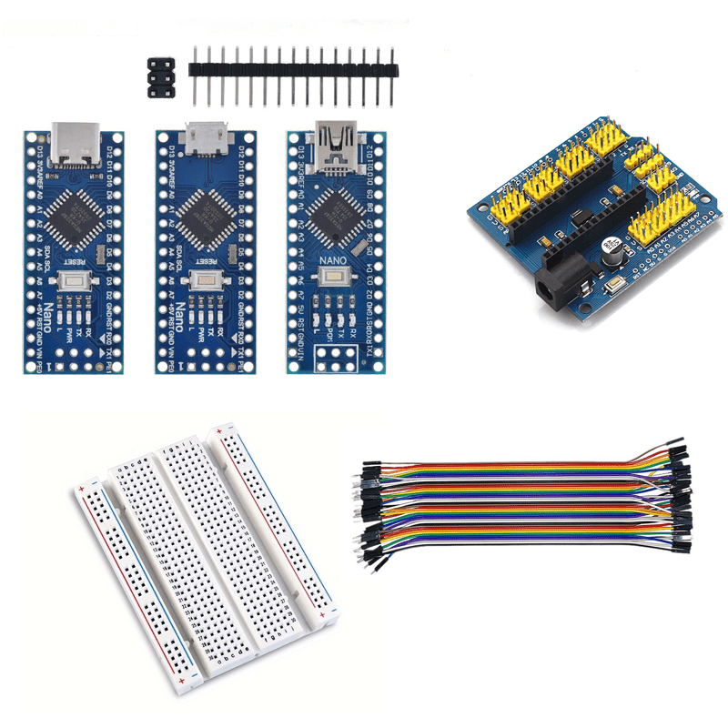 

Arduino Atmega328 Micro/type-c/mini Usb 5v Uno Extension Board, Suitable For Smart Car Development And Robotic Arm Design, With A 400-hole And 40pcs 20cm M-f Cable Set