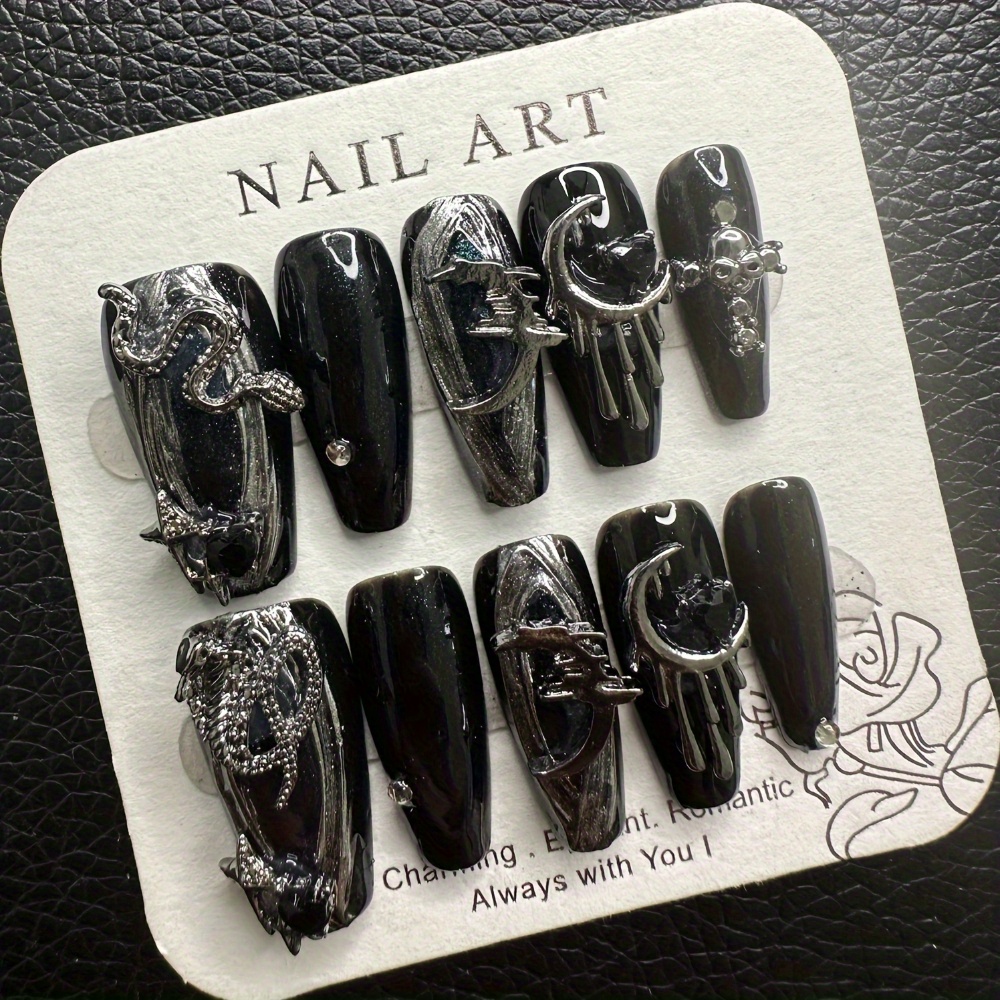 

Pure Handmade, Dragon, , Halloween Special Wearing, Long Coffin Press-on Nails, Cosmetic Easy Reusable, Nail Care, Beauty, Gift Nails