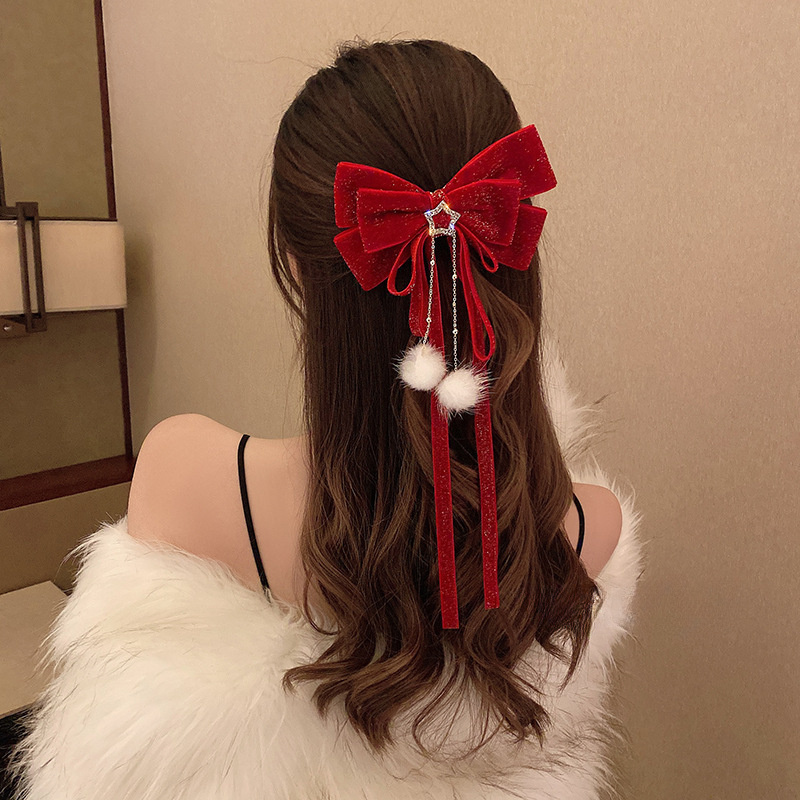 

1pc Bow Hairpin And Ornaments - Christmas And New 's , Bow-shaped Hairpin For Women And , For Decorations And