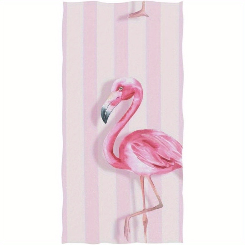 

Modern Woven Polyester Hand Towel With Flamingo Design - Super Soft Luxe Bathroom Towel, Machine Washable, Bird Theme, Oblong Shape - 1-piece Set