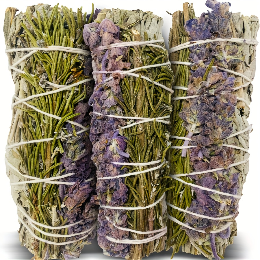 TEMU 3pcs Set Of Sage Incense Sticks And Bundles, Suitable Purifyinvender, Rosemary, And Sage Can Positive Energy And Make Great Holiday Gifts And