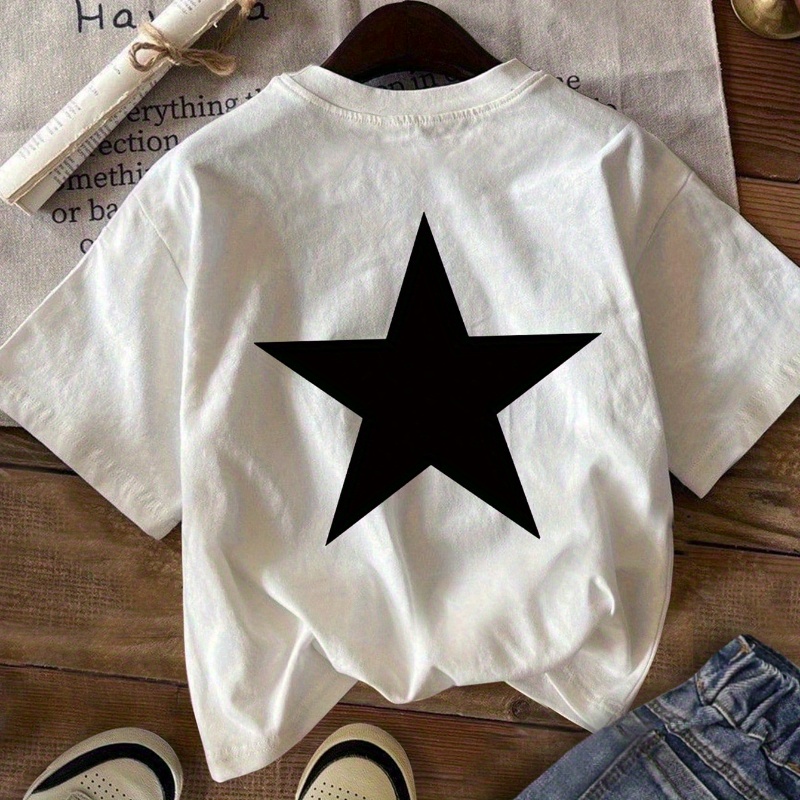 

Stars 220 Grams Of Cotton, Soft And Casual Printed T-shirt, Casual Short Sleeved T-shirt - Comfortable And Summer Women's T-shirt