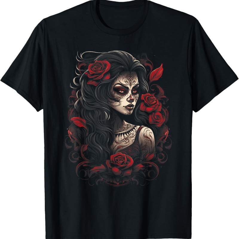 

Tattoo Mexican Art Rose Dia De Los Muertos T-shirt