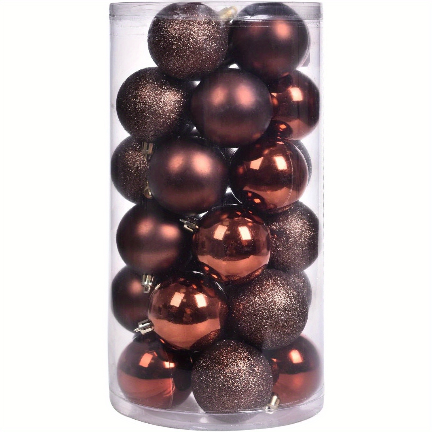 

24pcs Brown Christmas Ornaments - 2.36" Shatterproof Hanging Balls For Tree Decoration, Indoor/outdoor Holiday Party Decor