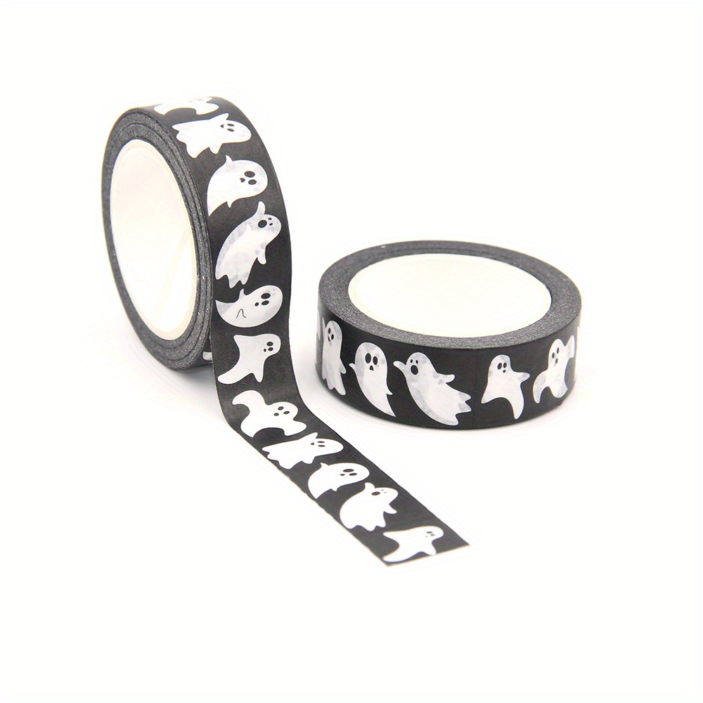 Image of 1 Roll Halloween White Washi Tape Paper Album Adhesive Halloween Decoration Masking Tape