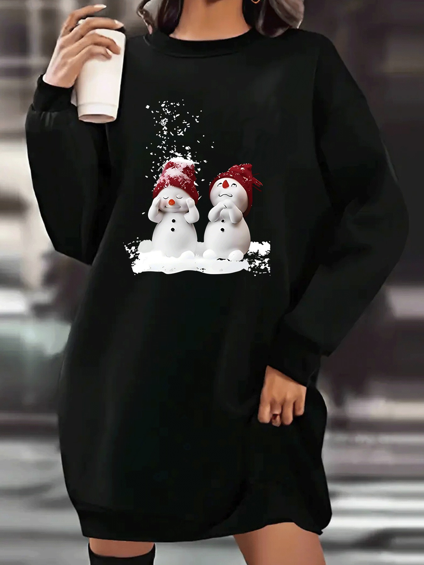 plus size christmas sweatshirt dress women casual crew neck Temu