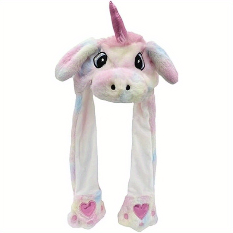Image of 1 Colorful Plush Hat Featuring A Unicorn Design With Moving Ears, Perfect For Women And. Ideal For , Parties, And As Gifts For Birthdays And Christmas