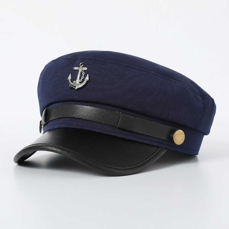 Image of Cross-border Navy Cap British Style Beret For Men And Women, Versatile Winter Decorative Fashion Hat