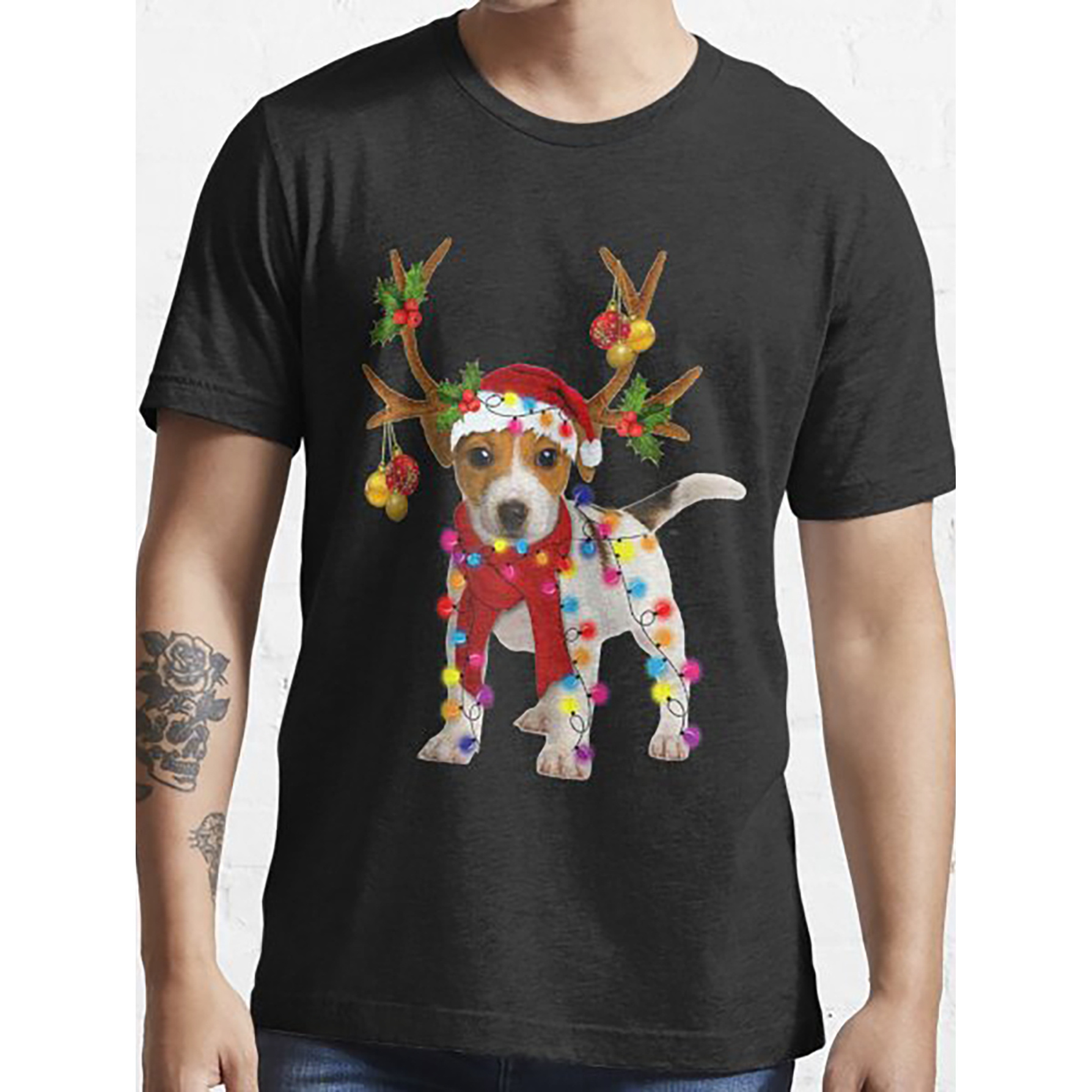 

Jack Dog Reindeer Christmas Lights Unisex Funny Christmas Gift T-shirt