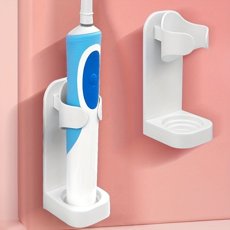 

2-in-1 Wall-mounted Electric Toothbrush Holder And Head Stand, Self-adhesive Plastic Storage Rack, No-drill Bathroom Organizer Accessories, No Electricity Needed