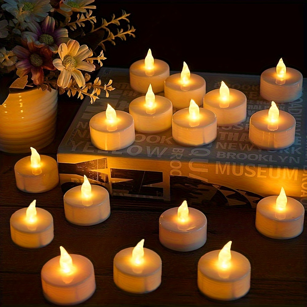 24 led candle lights flameless candles battery operated bright led tea lights for party wedding birthday holiday decoration   proposal atmosphere sense candle lights home decoration battery included