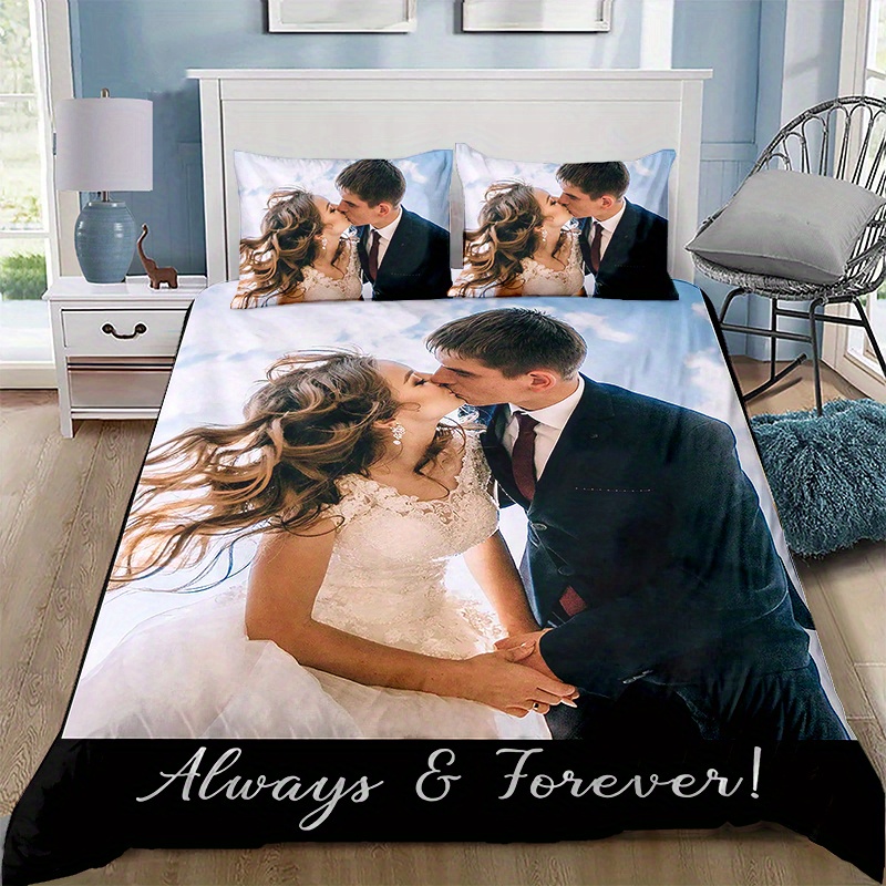 TEMU Photo Custom Bedding 3d Print Quilt Cover For Bedroom Decor Bedclothes Halloween Christmas Gifts(1 * Duvet 2 * Pillowcase, Without Core)