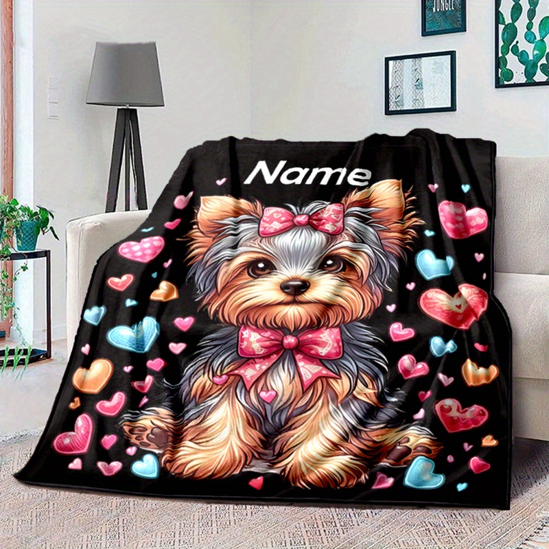 

Customized 3d Yorkshire Terrier Printed Blanket, Personalized Polyester Flannel Fleece Throw, Soft Warm Blanket For Bed, Sofa, Office Chair, Christmas Gift, , Machine Washable