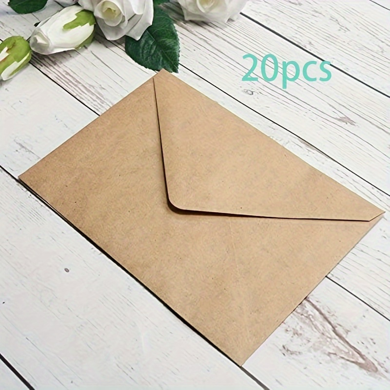 E-shop 20 Stück Premium Kraftpapier Umschläge - für Grußkarten, Hochzeitseinladungen & Geburtstagsnotizen - Einfaches Verschließen, Robuste