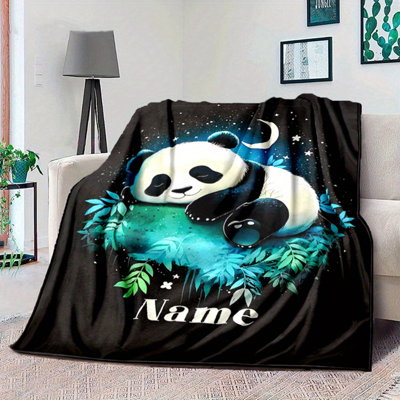 

Personalized Panda Fleece Blanket With Custom Name - Soft, For Couch, Bed, Office Chair | Perfect Birthday Or Christmas Gift