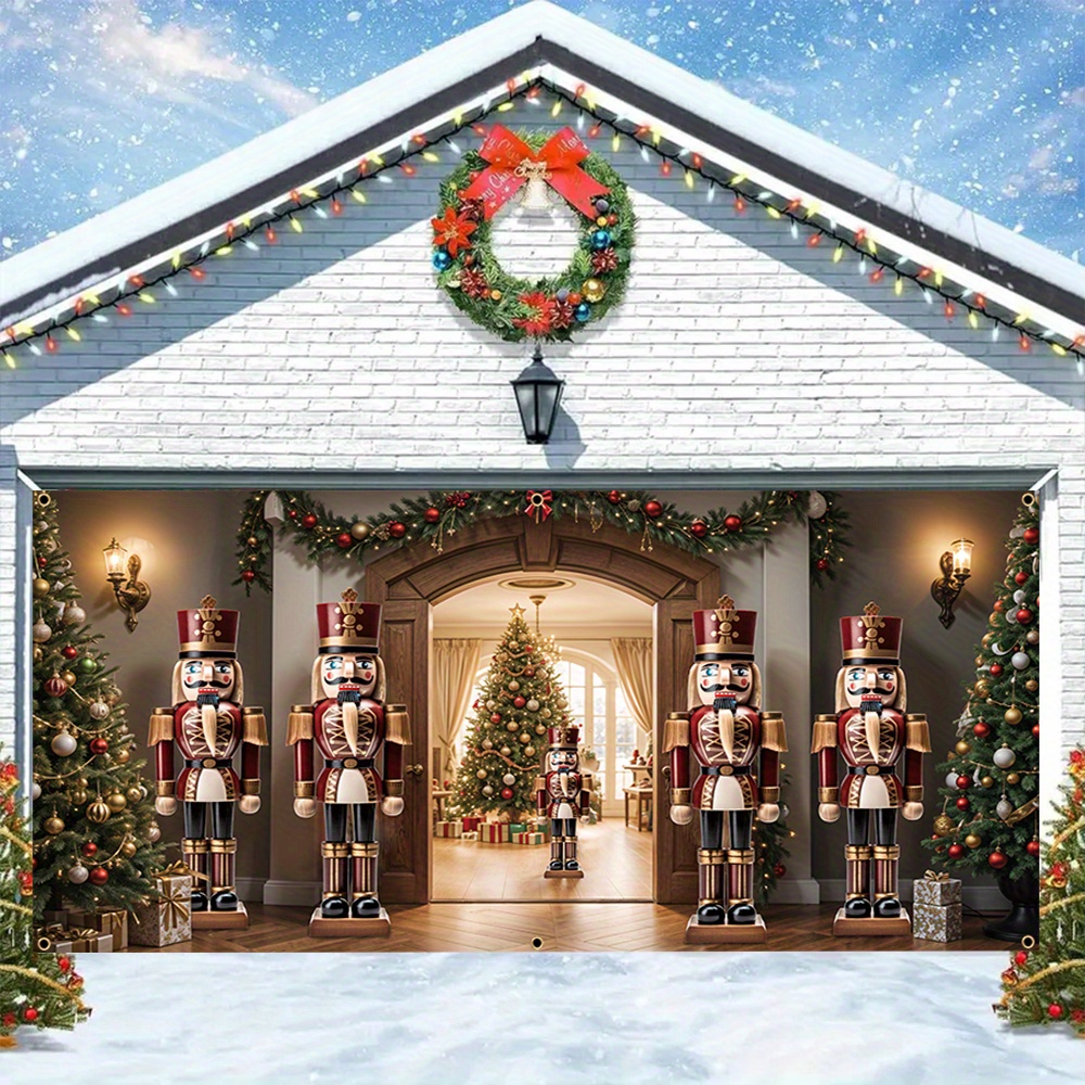 

1pc Large Nutcracker Polyester Garage Door Banner - , Easy To Hang Outdoor Decor For Christmas, New Year's Party, Carnival Theme, Wall Art For Entry, Car, ,