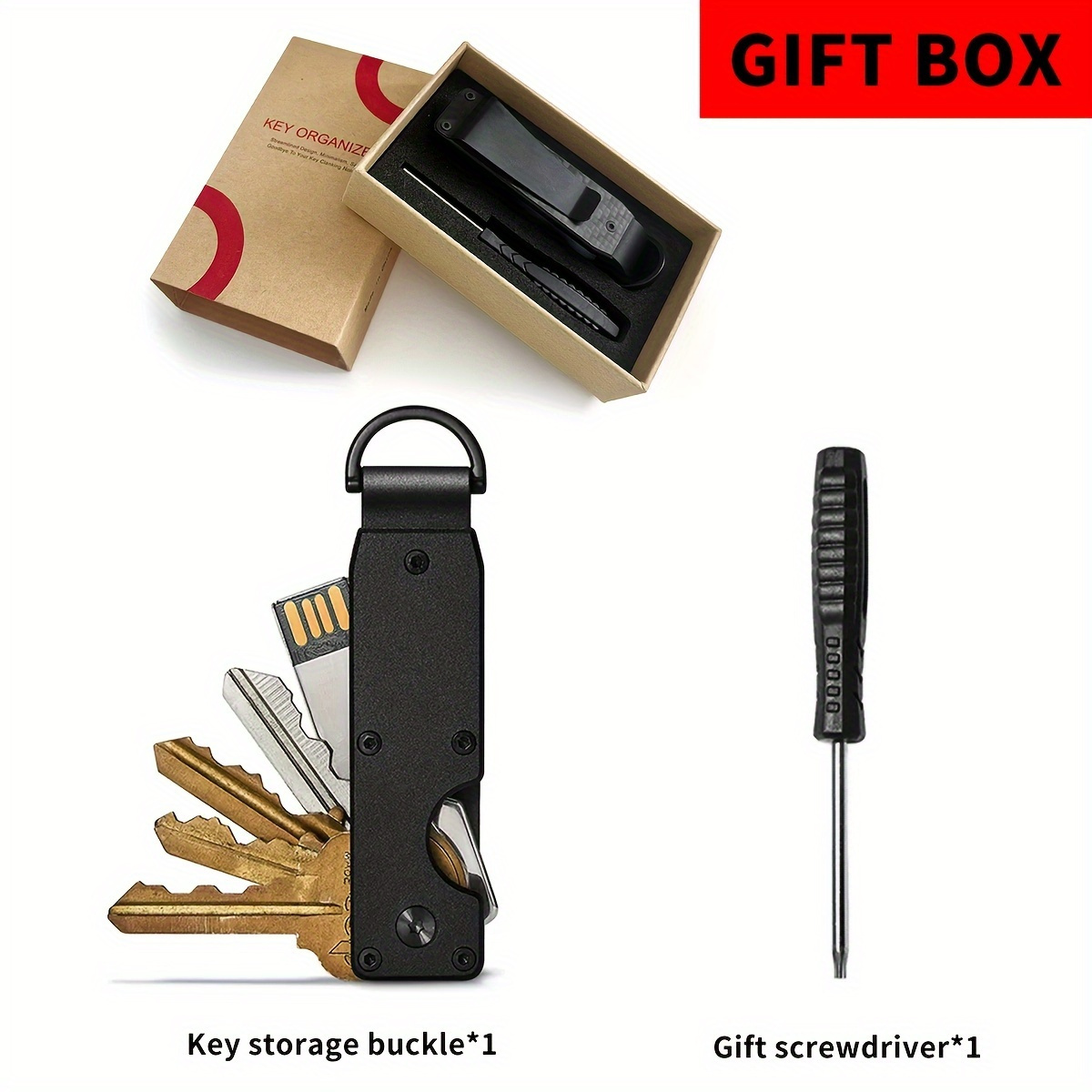 Aluminum Keychain Organizer with Flap Closure - Durable Metal Key Holder, Compact and Portable, Minimalist Design for Men and Women