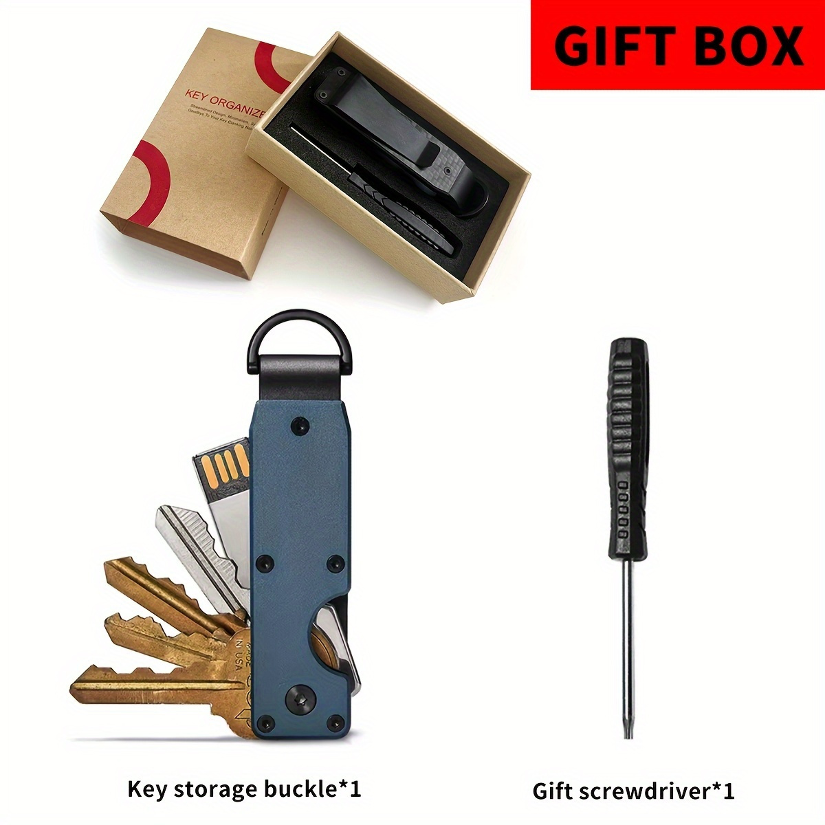 Aluminum Keychain Organizer with Flap Closure - Durable Metal Key Holder, Compact and Portable, Minimalist Design for Men and Women