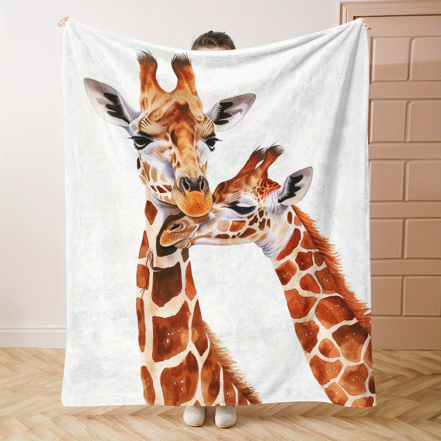 

Giraffe Print Flannel Throw Blanket – Soft, Comfortable, Warm Lightweight Throw For Bed, Sofa, Office, Gift – Contemporary Style Polyester Knit Animal Design Throws For Camping & Travel