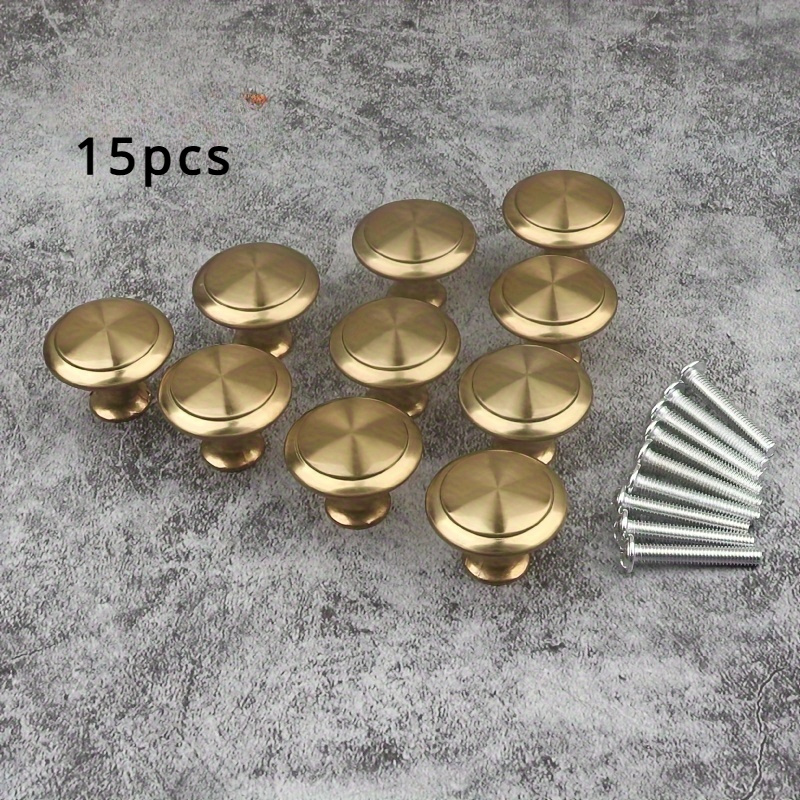 15pcs Minimalist Golden Small Pull Handles For Cabinet Drawers, Single Hole Pulls For Wardrobe Doors, Round Furniture Knobs