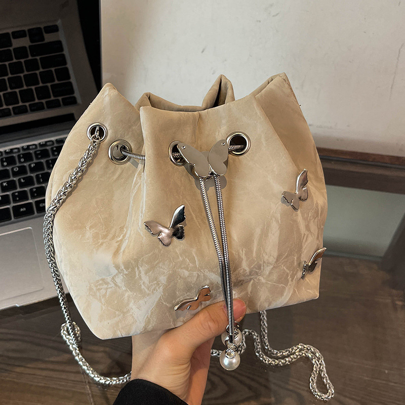 

's Bag - Fashionable & Shoulder Handbag Drawstring , In Khaki, , , ,